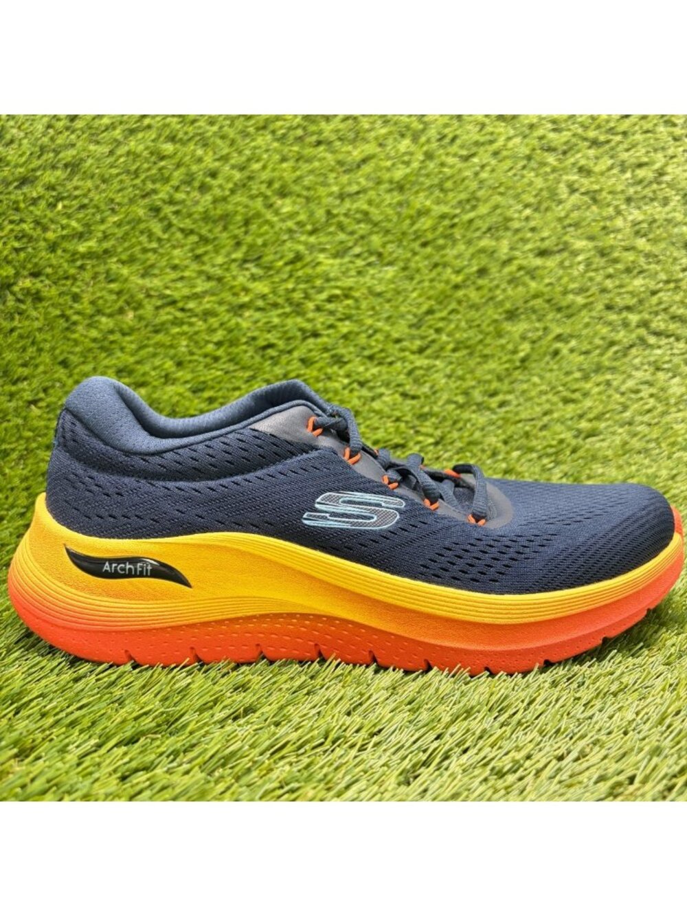 Skechers Arch Fit 2.0 Mens Size 8 Blue Orange Athletic Running Shoes Sneakers